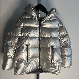 Add Down Metallic Silver Kids Puffer Jacket